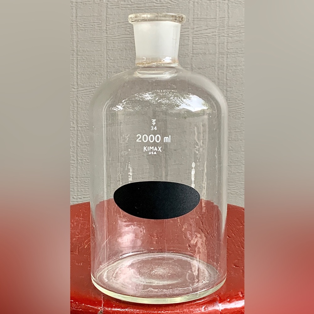 Vintage KIMAX 2000 ml Borosilicate Serum Bottle Laboratory Beaker